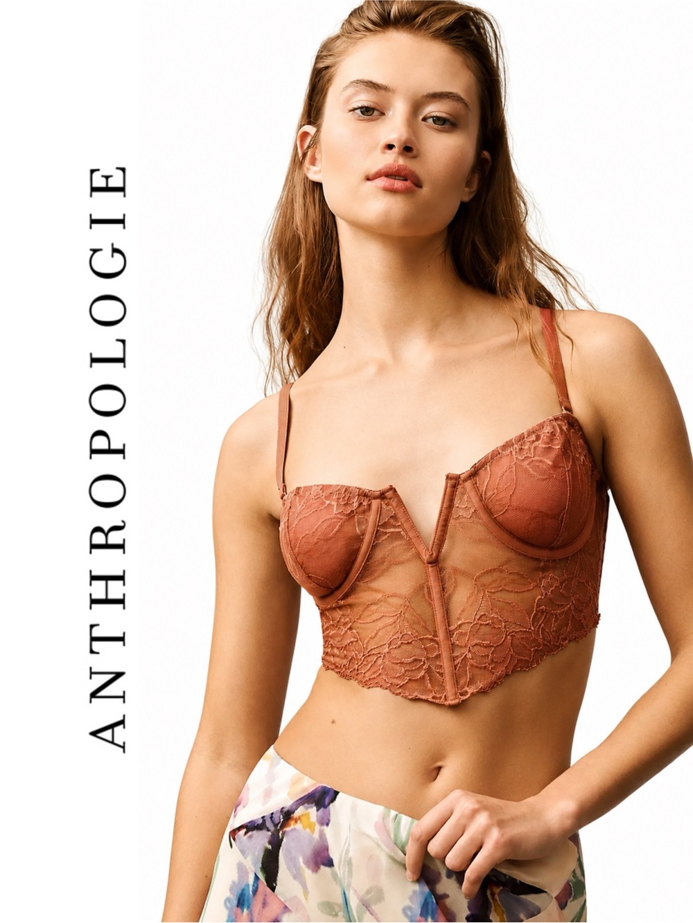 Anthropologie Floral Lace Underwire Bustier
